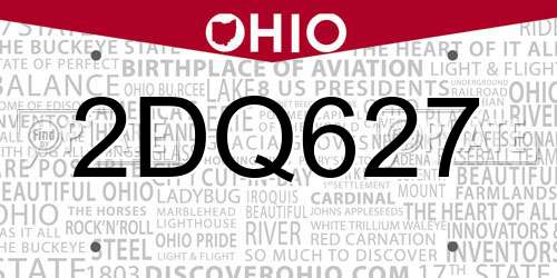 2DQ627 Ohio License Plate