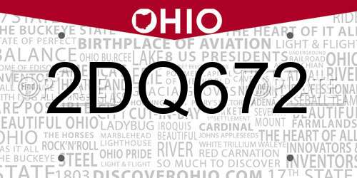 2DQ672 Ohio License Plate