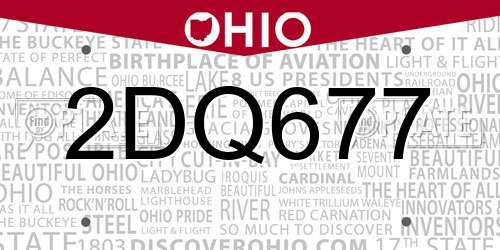 2DQ677 Ohio License Plate