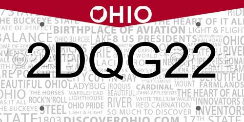 2DQG22 Ohio License Plate