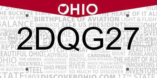 2DQG27 Ohio License Plate