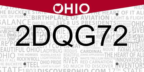2DQG72 Ohio License Plate