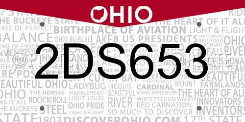2DS653 Ohio License Plate