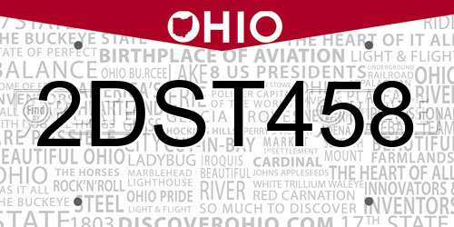 2DST458 Ohio License Plate