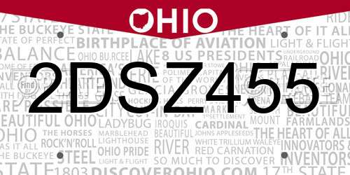 2DSZ455 Ohio License Plate