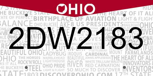 2DW2183 Ohio License Plate