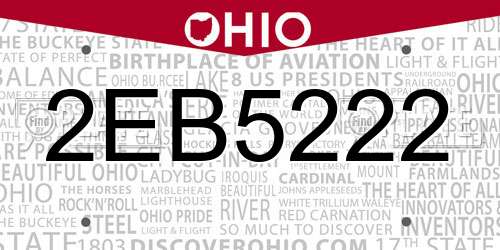 2EB5222 Ohio License Plate