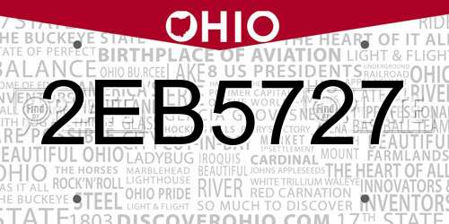 2EB5727 Ohio License Plate