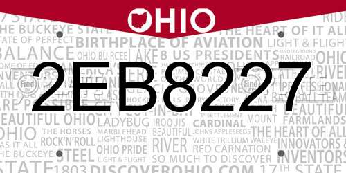 2EB8227 Ohio License Plate