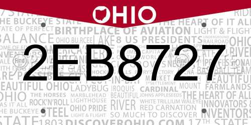 2EB8727 Ohio License Plate