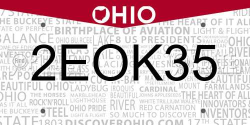 2EOK35 Ohio License Plate