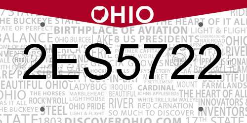 2ES5722 Ohio License Plate