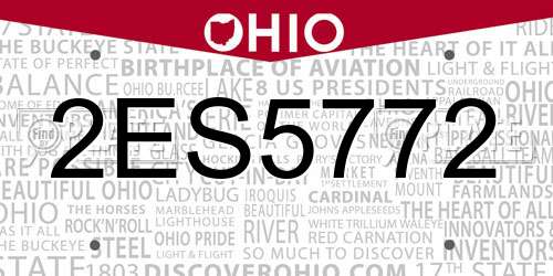 2ES5772 Ohio License Plate