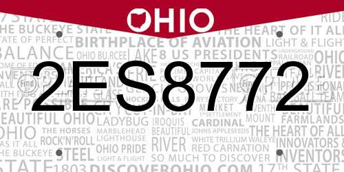 2ES8772 Ohio License Plate