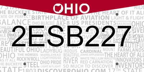2ESB227 Ohio License Plate