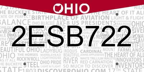 2ESB722 Ohio License Plate