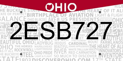 2ESB727 Ohio License Plate