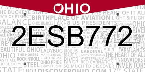 2ESB772 Ohio License Plate
