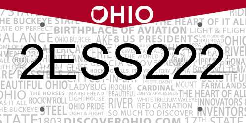 2ESS222 Ohio License Plate