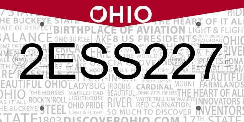 2ESS227 Ohio License Plate