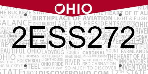 2ESS272 Ohio License Plate