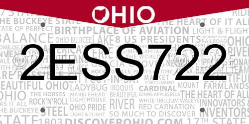 2ESS722 Ohio License Plate