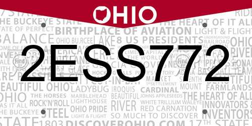 2ESS772 Ohio License Plate