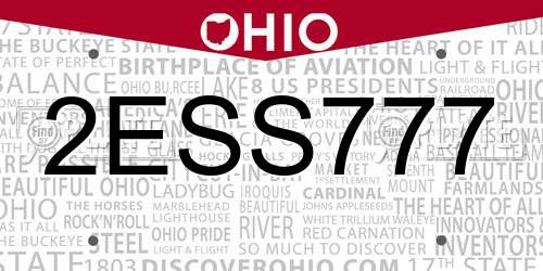 2ESS777 Ohio License Plate