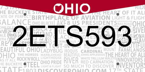 2ETS593 Ohio License Plate