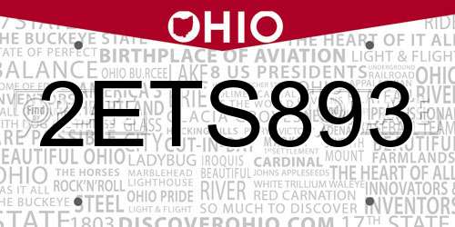 2ETS893 Ohio License Plate