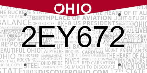 2EY672 Ohio License Plate