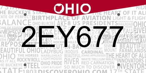 2EY677 Ohio License Plate