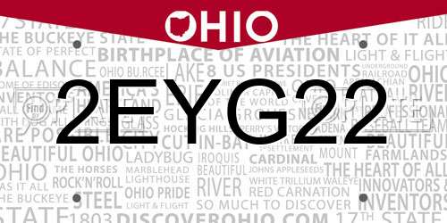 2EYG22 Ohio License Plate