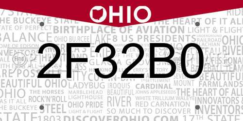 2F32B0 Ohio License Plate