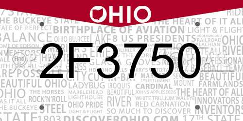 2F3750 Ohio License Plate