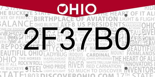 2F37B0 Ohio License Plate