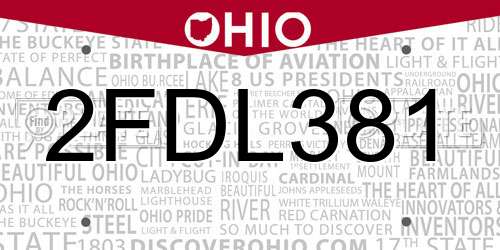 2FDL381 Ohio License Plate