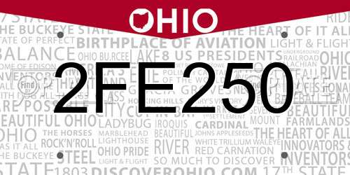 2FE250 Ohio License Plate