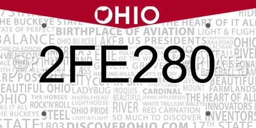 2FE280 Ohio License Plate