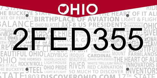 2FED355 Ohio License Plate