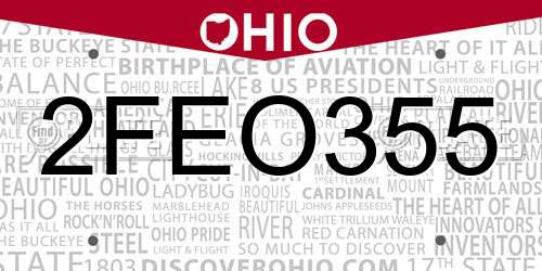2FEO355 Ohio License Plate