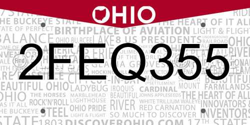 2FEQ355 Ohio License Plate