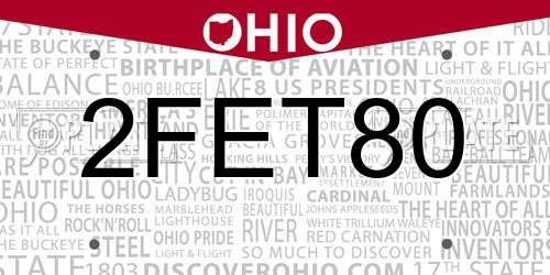 2FET80 Ohio License Plate