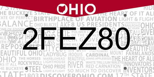 2FEZ80 Ohio License Plate
