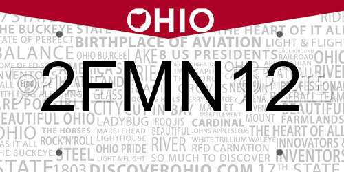 2FMN12 Ohio License Plate