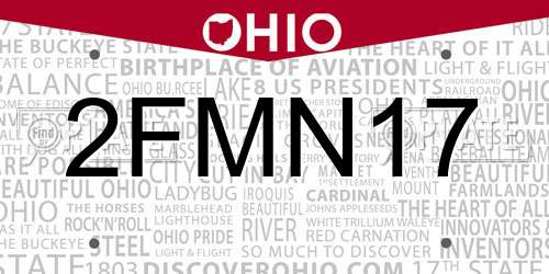 2FMN17 Ohio License Plate