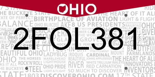 2FOL381 Ohio License Plate