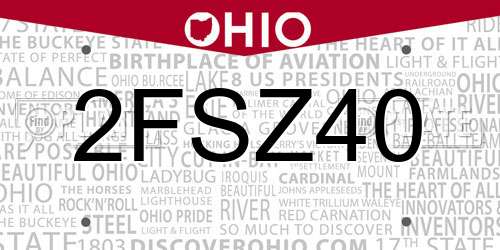 2FSZ40 Ohio License Plate