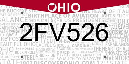 2FV526 Ohio License Plate