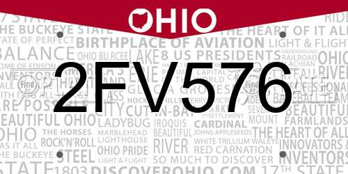 2FV576 Ohio License Plate